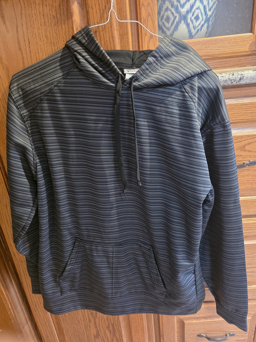Men's Black & Gray Striped Hooded Sweatshirt